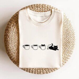 Coffee Cat Shirt, Cute Cat Lover Tee, Funny Coffee Cat Shirt